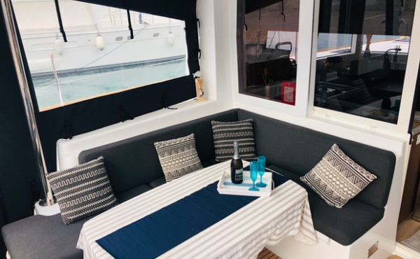 Seating area on Samana 3_seating_area_on_samana Superychts For Sale. - Lagoon 40 Samana | Luxury Family Catamaran Charter Sicily