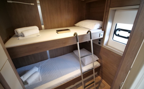 Eagle-bunk-bed-cabin 5_eagle-bunk-bed-cabin Superychts For Sale. - Eagle Bali 4.8 Catamaran Charter | Luxury Family Sailing Greece